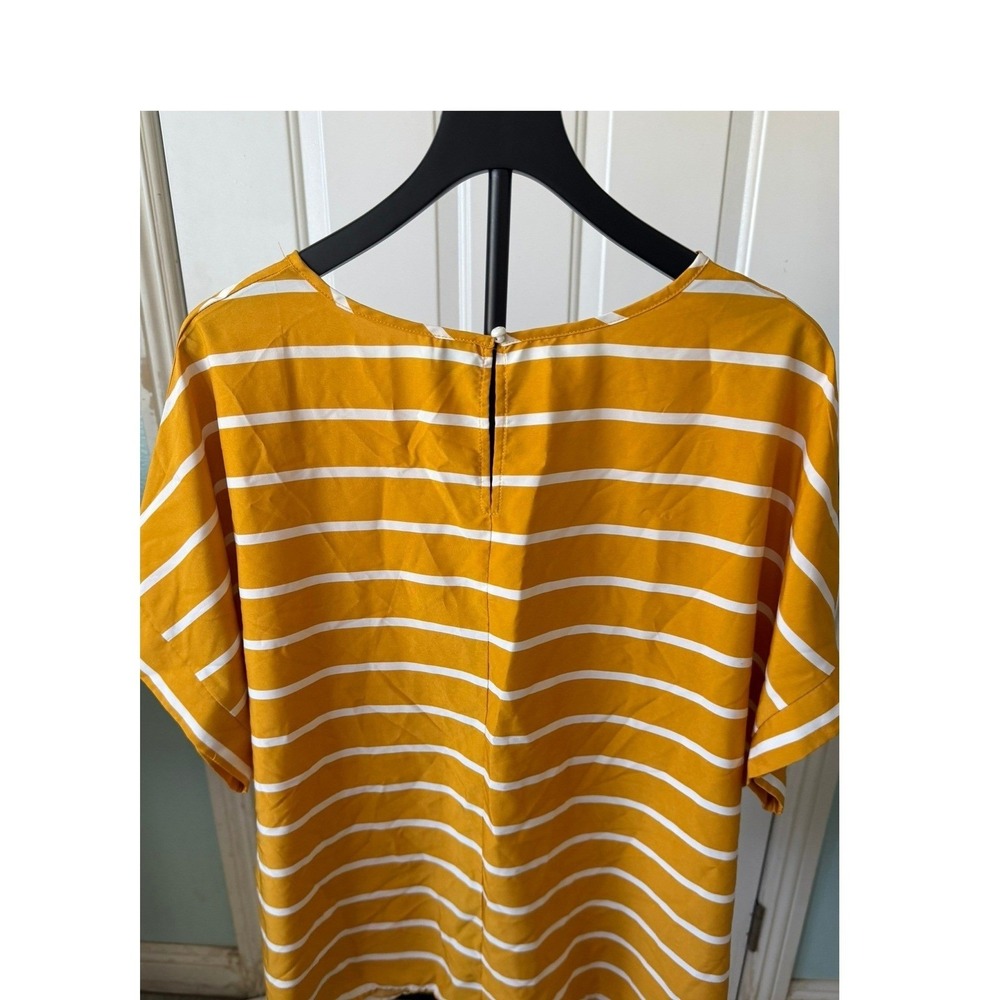 SHEIN Curve Womens 4XL Striped‎ Blouse Bundle Teal Yellow Short Sleeve Tops 2pk - Picture 5 of 6